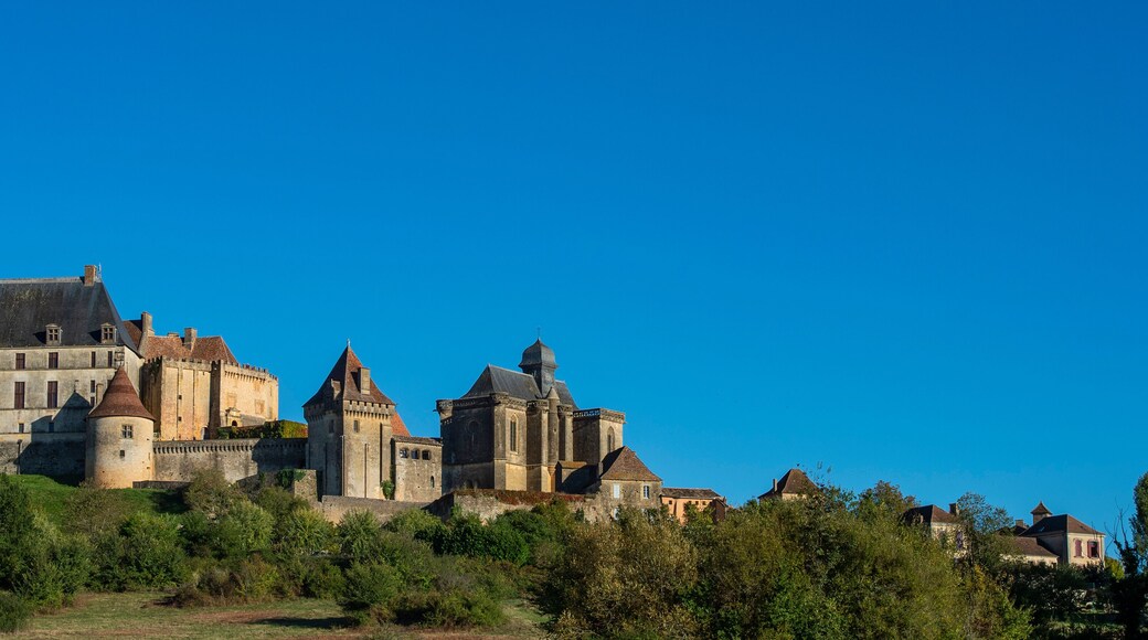 The hill top village and castle of Biron in the Dordogne region of south west France