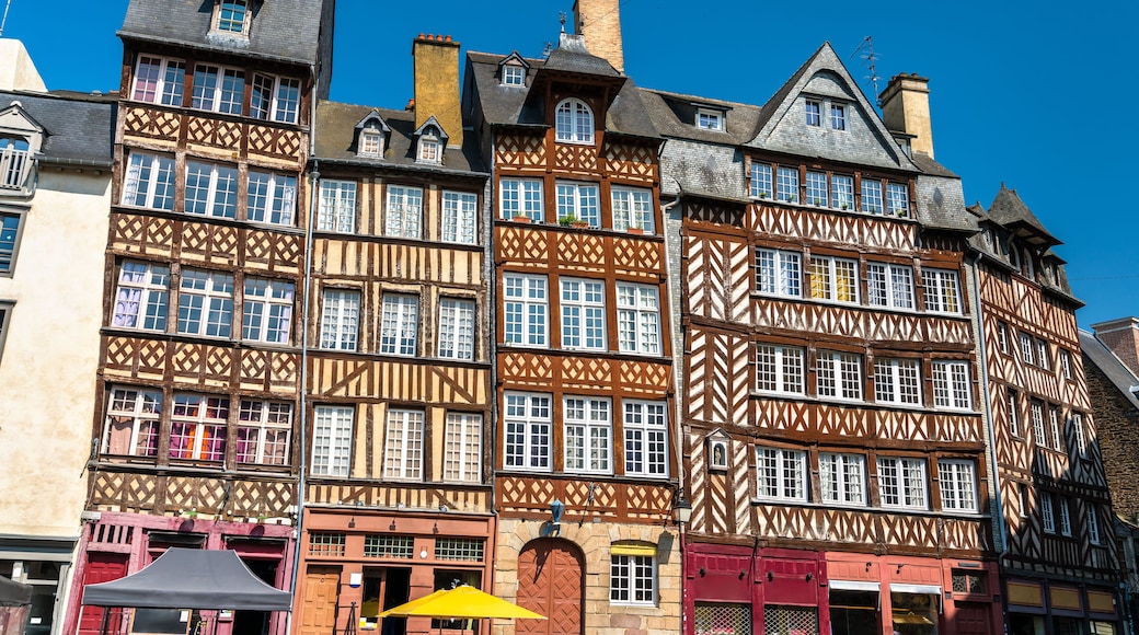 Traditional half-timbered houses in the old town of Rennes, France