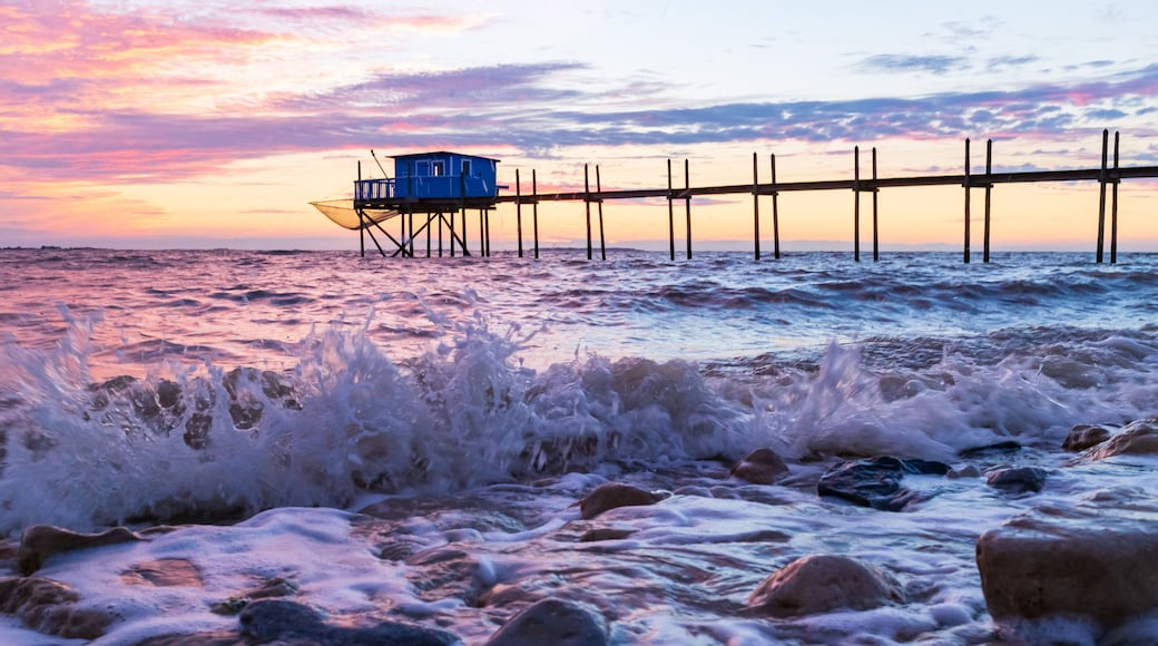 Huts of fishermen in the sunset