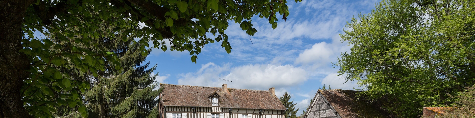 Half timbered houses in Souvigny-en-Sologne, a small village in the Loire valley, France