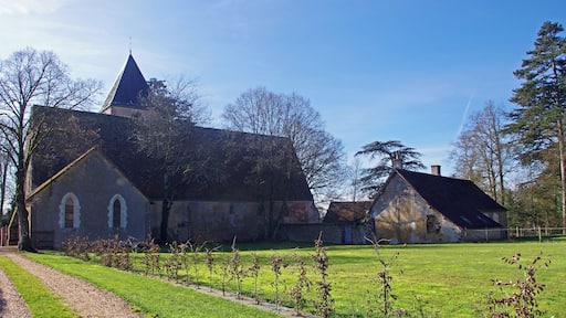 Le Temple (Loir-et-Cher) Eglise Notre-Dame, ou de la Nativité de la Bienheureuse Vierge Marie Le nom de la commune vient de l'ordre du Temple qui y fonda, au XIIe siècle, une commanderie. L'église paroissiale est l'ancienne chapelle de la commanderie de l'Ordre des Hospitaliers de Saint-Jean-de-Jérusalem. L'église, dédiée à la Sainte-Vierge, conserve encore sa nef du 12e siècle. Au 13e siècle, le choeur fut reconstruit de même largeur que la nef, il se termine par un chevet plat percé de trois fenêtres. Le clocher date probablement du 15e siècle. La toiture du clocher incendiée le 27 janvier 1782 a été refaite. Sa cloche provient de l'église de Souday et porte l'inscription: "L'an 1782, j'ai été nommée Hortense-Julie, par monsieur Jules-Honoré César de Courtavel, Chevalier non profès de l'Ordre de Jean de Jérusalem, dit de Malte, et par Hortense, Dlle de Montmarin, St-Cyr et St Martin de Sargé et autres lieux - Nicolas-René Morice, curé de cette paroisse de Souday. - Husson fondeur." L'église dépendait à l'origine d'une commanderie de templiers fondée par le don de Barthélémy de Vendôme*, seigneur du Bouchet-Touteville*, fait au Temple avant son départ pour la croisade où il trouva la mort en 1148; le seigneur donna une terre située au cœur de la forêt de Vendôme, en un lieu appelé "aus masterat". Après la suppression des Templiers en 1312, le "Temple" ou "Temple de Mondoubleau", le "Temple-lès-Matras*" devint la possession des Hospitaliers de Saint-Jean de Jérusalem et fut rattaché comme prieuré à la Commanderie de Sours et Arville. De l'ancien prieuré détruit en 1856 ne reste qu'un pan de mur (XIIe) et deux baies dans le presbytère actuel. Barthélémy de Vendôme, seigneur du Bouchet-Touteville (Barthelemy Le Riche) (+1148). Il est Prevôt de Vendôme pendant quelque temps. En 1120 il donne l'église de Crucheray à l'évêque de Chartres qui la retrocède à l'Abbaye de Marmoutier. Il part en croisade en 1147 et y meurt l'année suivante. Il épouse Guiburge, fille d'Hildebert Payen Seigneur de Mondoubleau, ils eurent deux filles: Adèle et Domitille, sans doute morte jeune. Les Bouchet étaient de puissants seigneurs : Au Xème siècle, le fief s'étalait sur les paroisses de Crucheray et de Nourray. Le châtelain de Bouchet-Touteville l'emportait en puissance par le nombre de ses vassaux sur les barons de Montoire et de Lavardin. Ce seigneur était si puisant qu'il avait droit de haute, moyenne et basse justice et pouvait faire pendre les malfaiteurs aux fourches patibulaires à deux piliers qui se dressaient non loin de sa demeure. Les vassaux devaient foy et hommage, c'est-à-dire qu'ils étaient tenus de prêter serment de fidélité au maître du Bouchet-Touteville. Tête nue il fallait se présenter devant lui, et alors les mains dans celles du souverain, on se reconnaissait son homme, son vassal. Le grand seigneur disait au petit de se relever, l'embrassait sur la bouche et déclarait le recevoir « à homme ». (L'HISTOIRE de SELOMMES - Par l'Abbé P. Brisset - juillet 1928) Le "Temple-lès-Matras": Les Matras, ou Materas est un nom de la contrée qui englobait Beauchêne et Le Temple. Church of Our Lady The name of the town comes from the Templars who founded in the twelfth century, a commandery. The parish church is the former chapel of the Commandery of the Hospitaller Order of St. John of Jerusalem.
