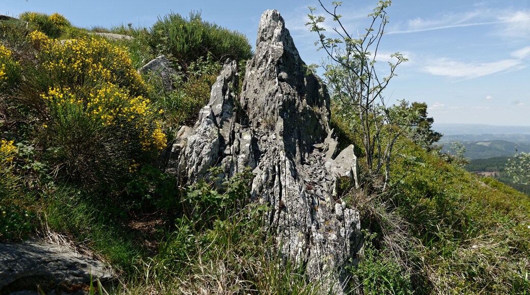 Affleurements rocheux au sommet du pic du Lizieux à Araules, en Haute-Loire.