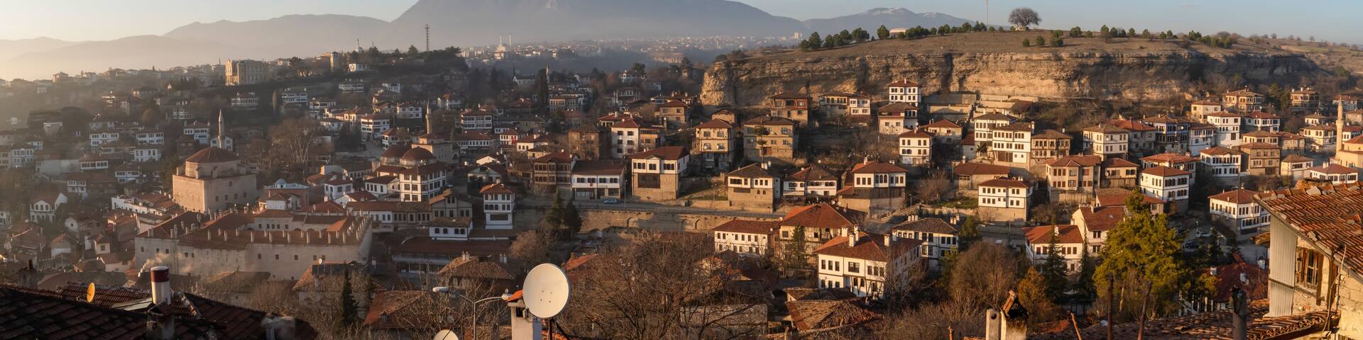 Panoramic view of city of Safranbolu at sunset, Karabuk, Turkey