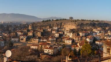 Panoramic view of city of Safranbolu at sunset, Karabuk, Turkey
