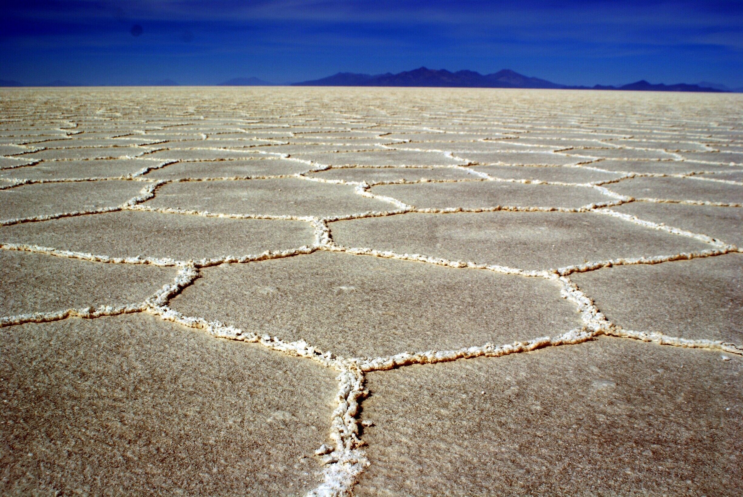 The crazy geometric design of the Uyuni salt flats.