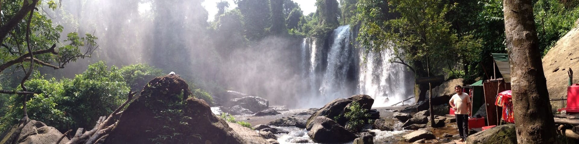 Its one strong waterfall current. Phnom Kulen Waterfall.