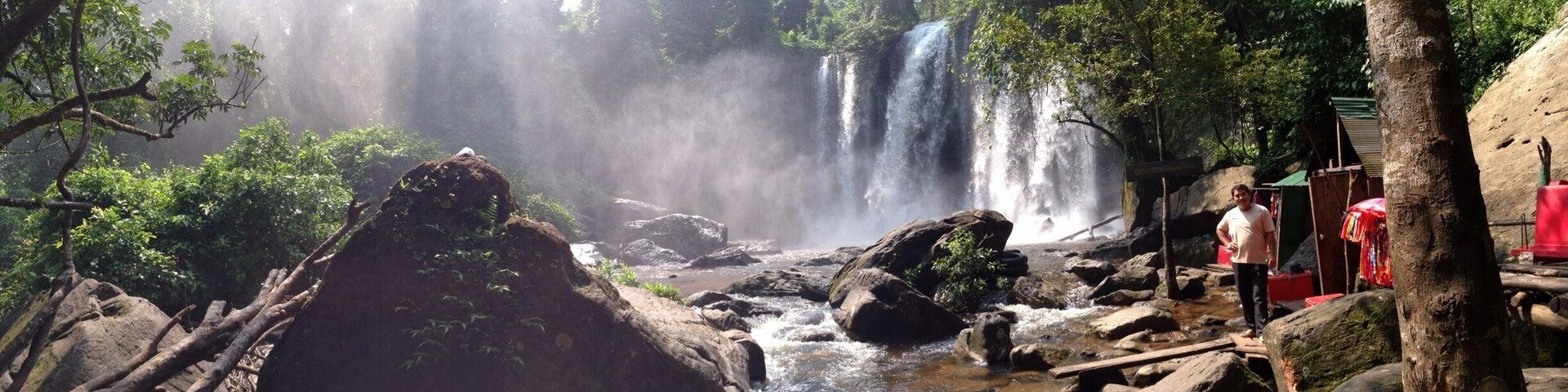 Its one strong waterfall current. Phnom Kulen Waterfall.