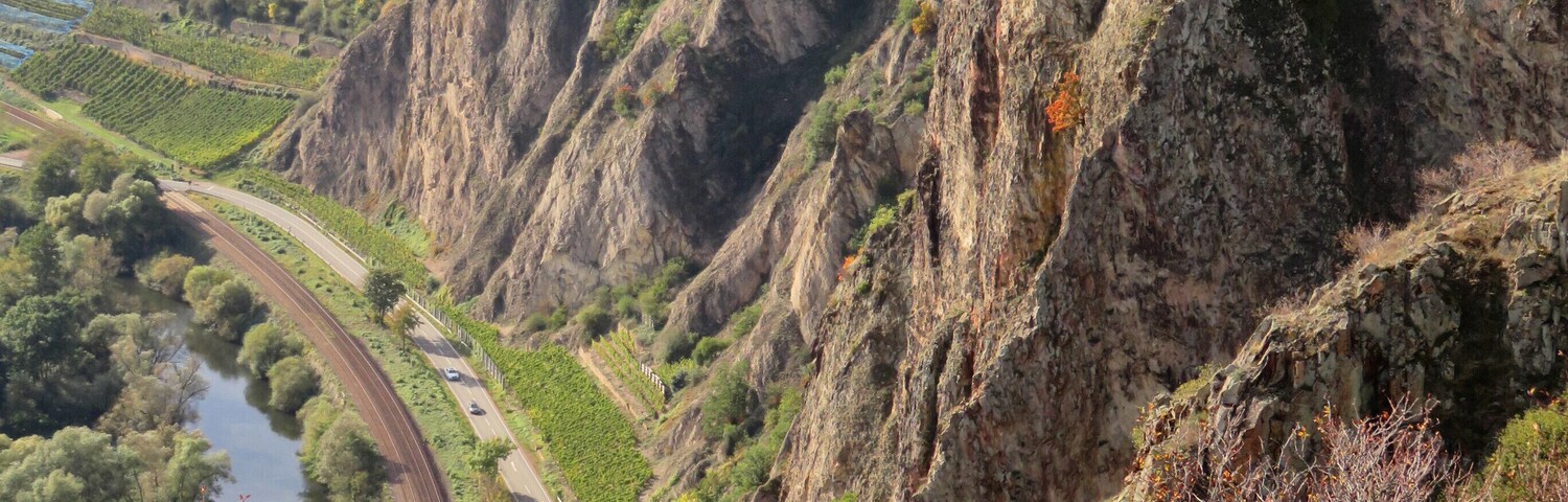 Blick auf den Rotenfels im gleichnamigen Naturschutzgebiet (NSG-7133-091) bei Bad Münster am Stein / Ebernburg.