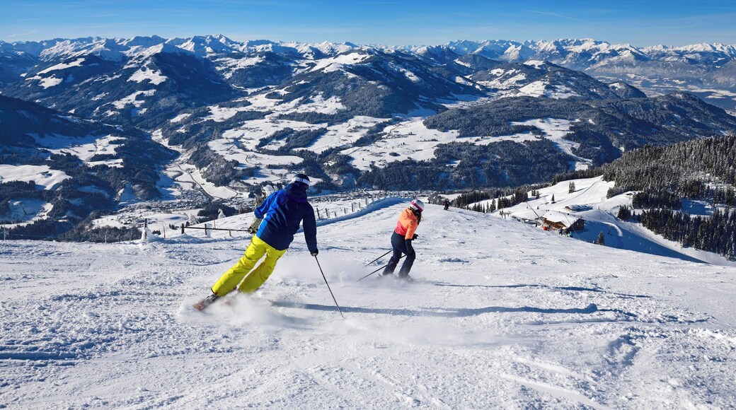 Skier at the descent from the Hohe Salve, Hopfgarten, Tyrol, Austria
