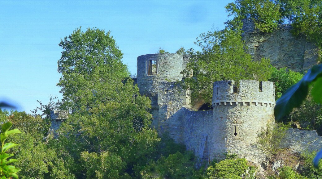Hochstetten-Dhaun – Außenanlage Schloss Dhaun von der Kirner Straße aus gesehen