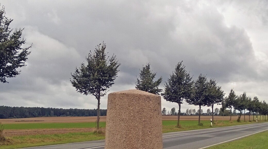 mecklenburgischer Meilenstein (Rundsockelstein) an der B 192 in Penkow