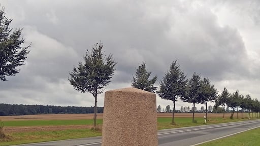 mecklenburgischer Meilenstein (Rundsockelstein) an der B 192 in Penkow