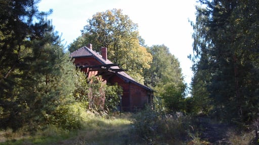 Former Halbendorf station at the railway line between Weißwasser and Forst