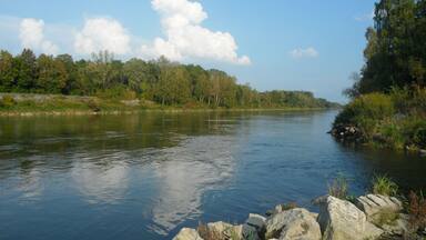 Donau mit Zufluss nach Bergheimer Staustufe