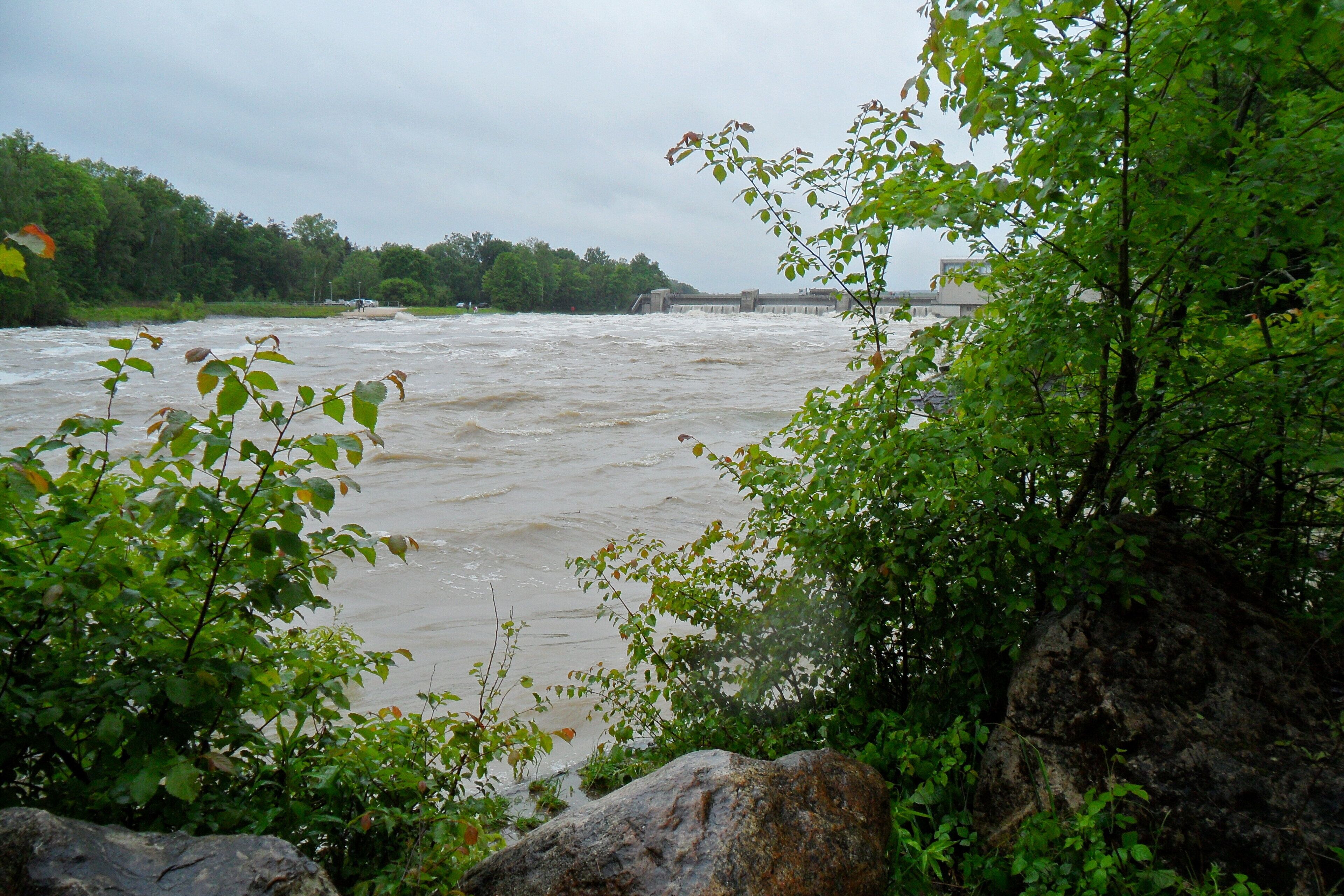 Donauhochwasser bei Bergheimer Staustufe