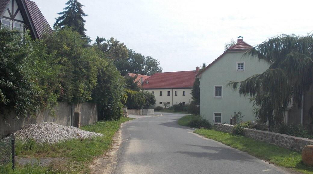 Dorfstrasse in Hohenwussen (Naundorf, Nordsachsen district, Saxony)