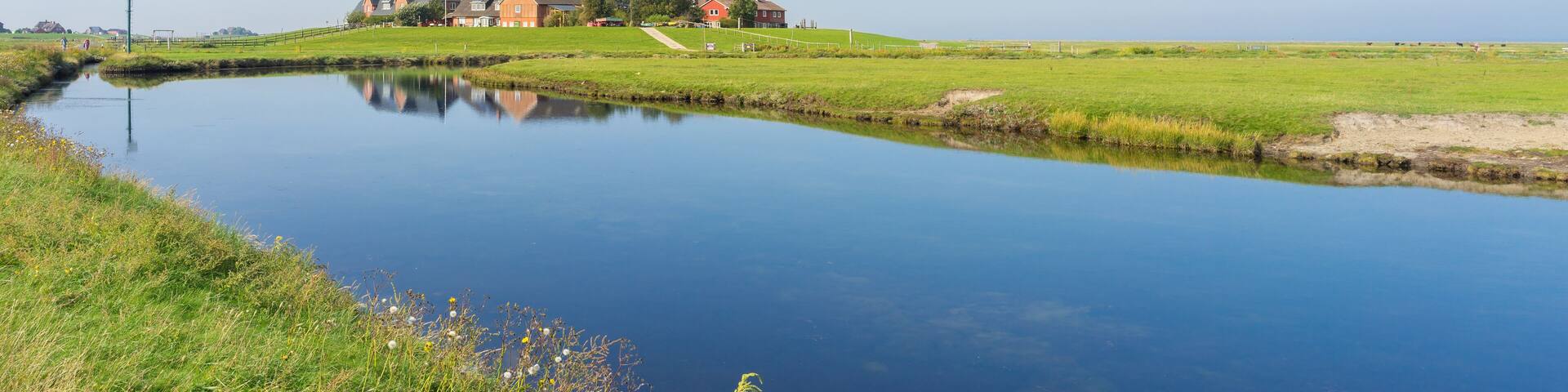 Warft auf Hallig Hooge an der Nordsee