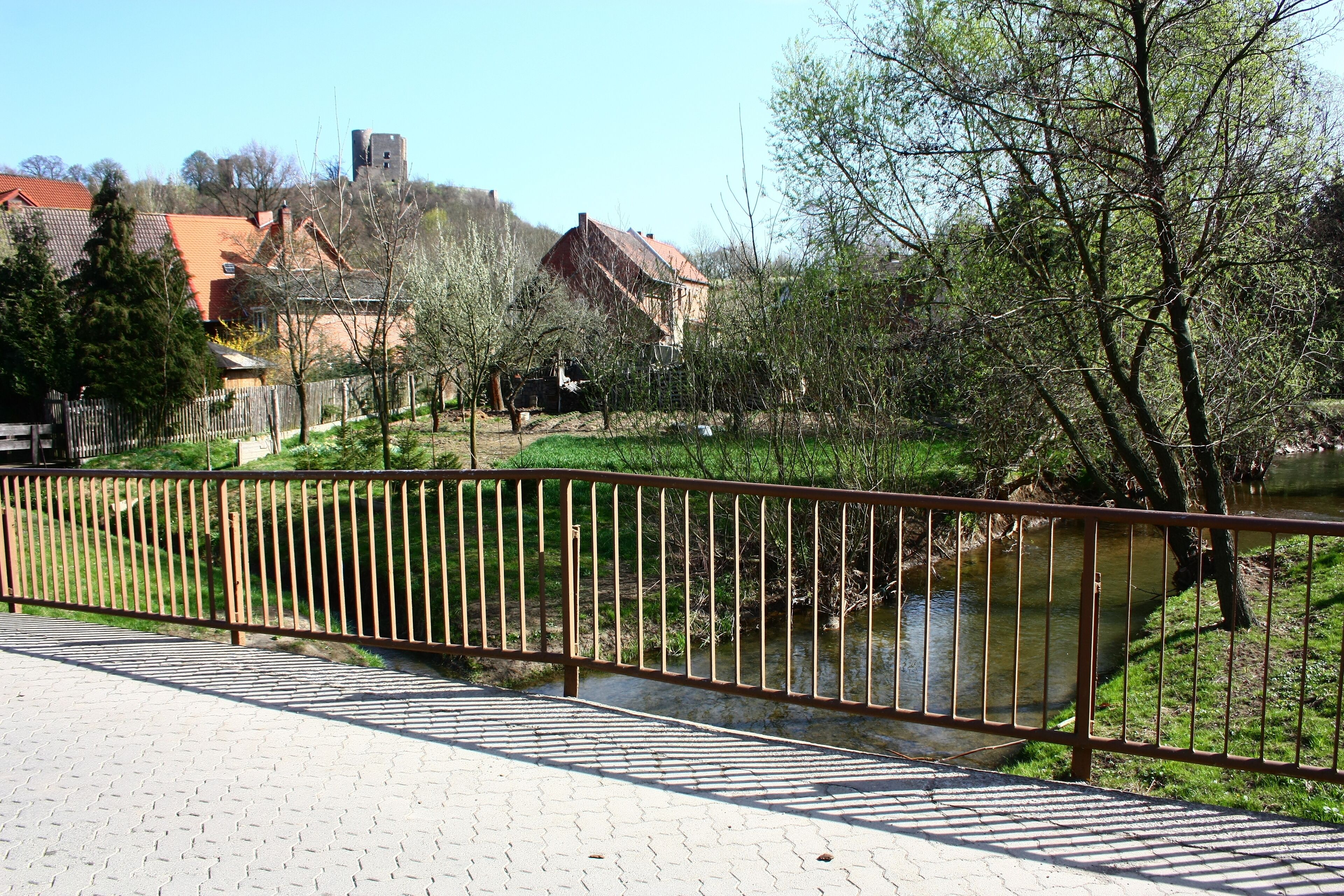 die Eine in Harkerode, im Hintergrund der Arnstein