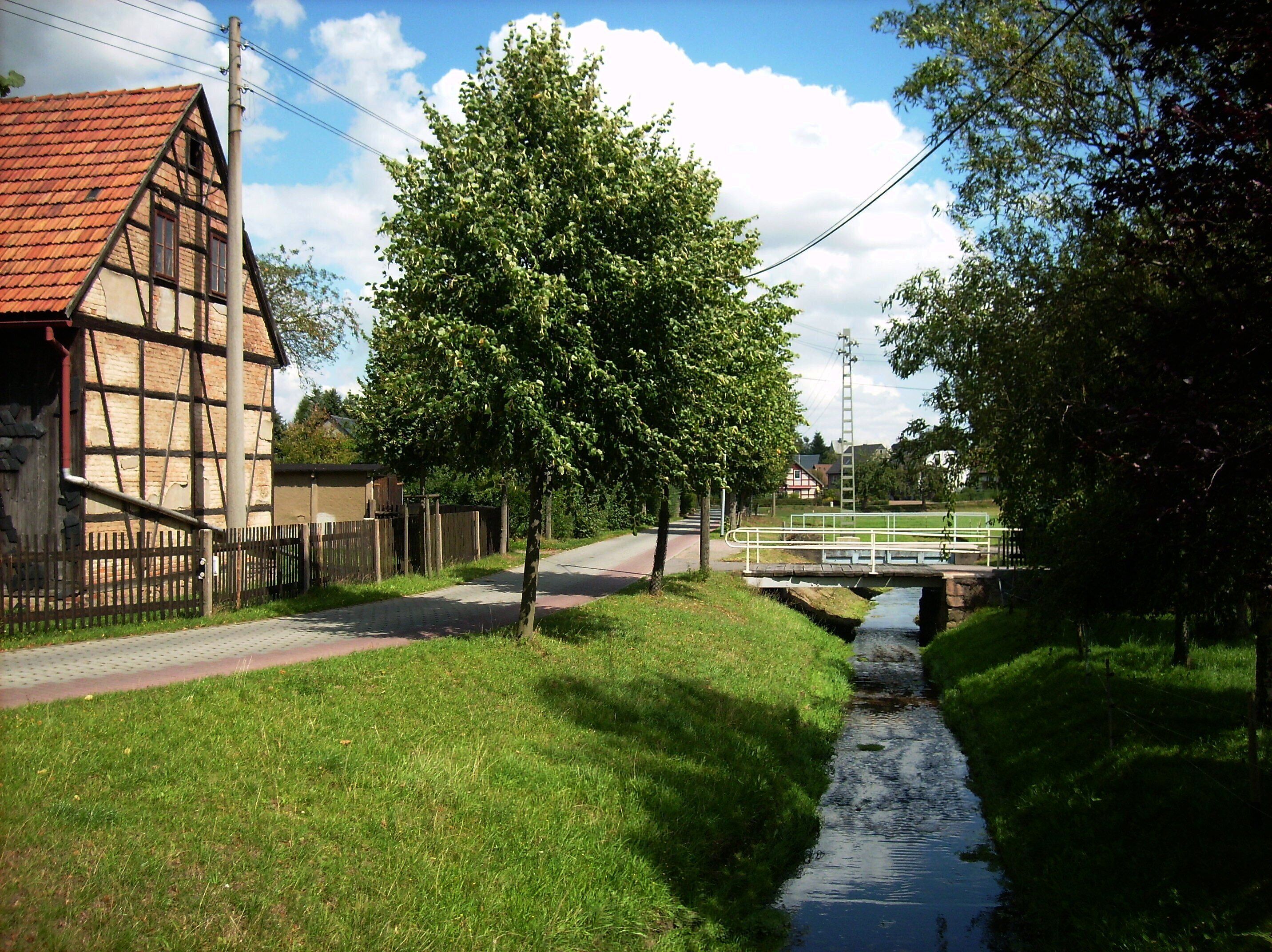 Gottesaubach stream in the eastern part of Altmittweida (Mittelsachsen district, Saxony)