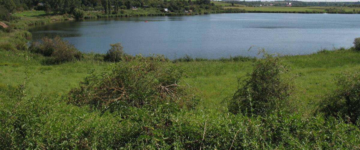 Lake Bindersee in Seeburg-Rollsdorf in Saxony-Anhalt, Germany