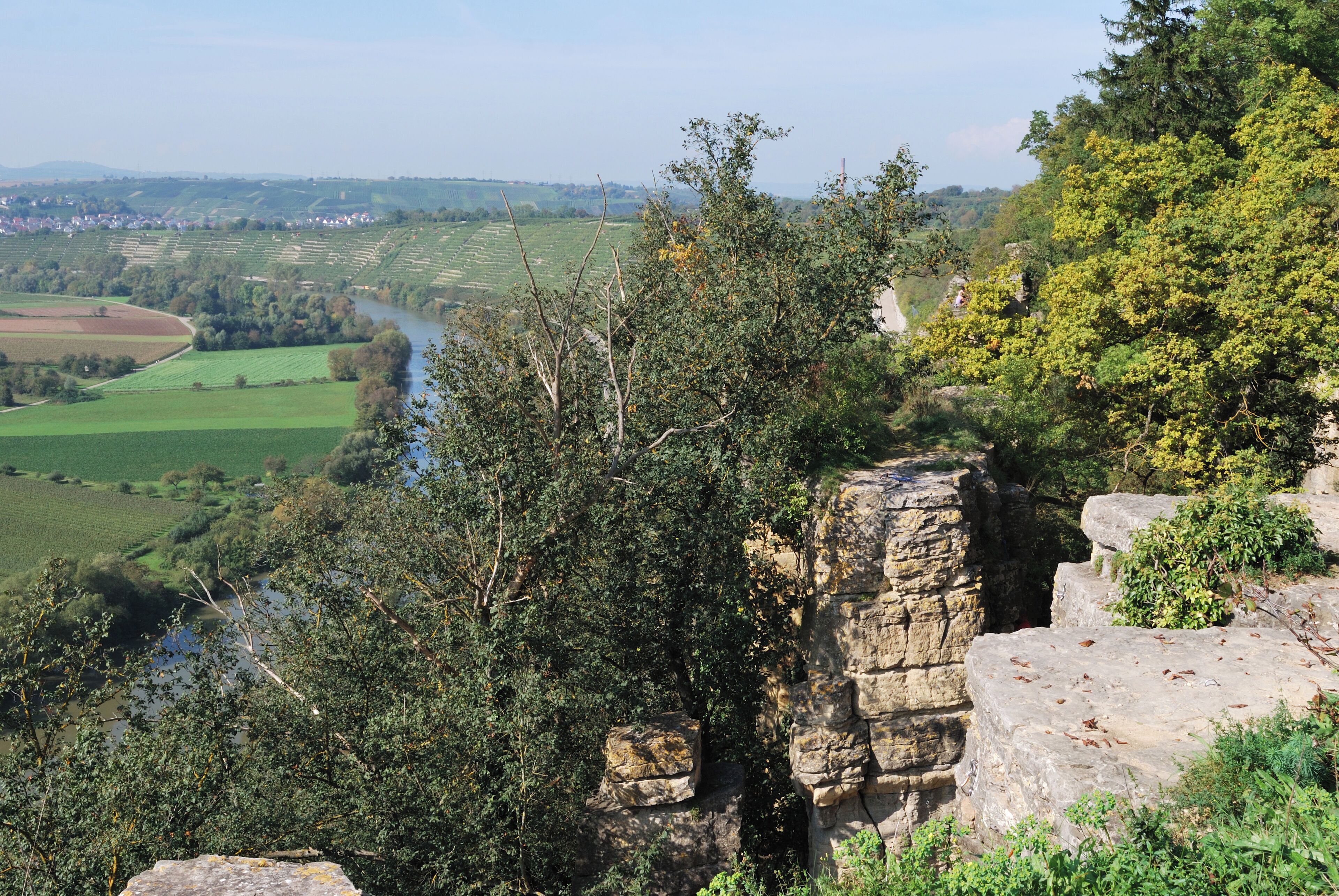 Nature reserve area Hessigheimer Felsengärten and a view over the Neckar valley, German Federal State Baden-Württemberg.