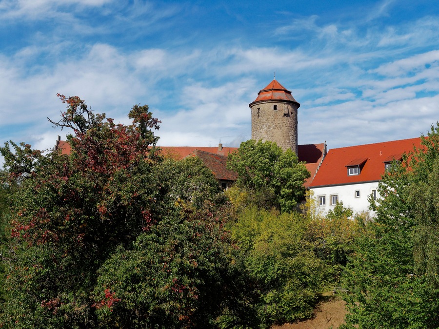Schloss und Kirche in Lisberg, Gemeinde Lisberg, Landkreis Bamberg, Oberfranken, Franken, Bayern, Deutschland