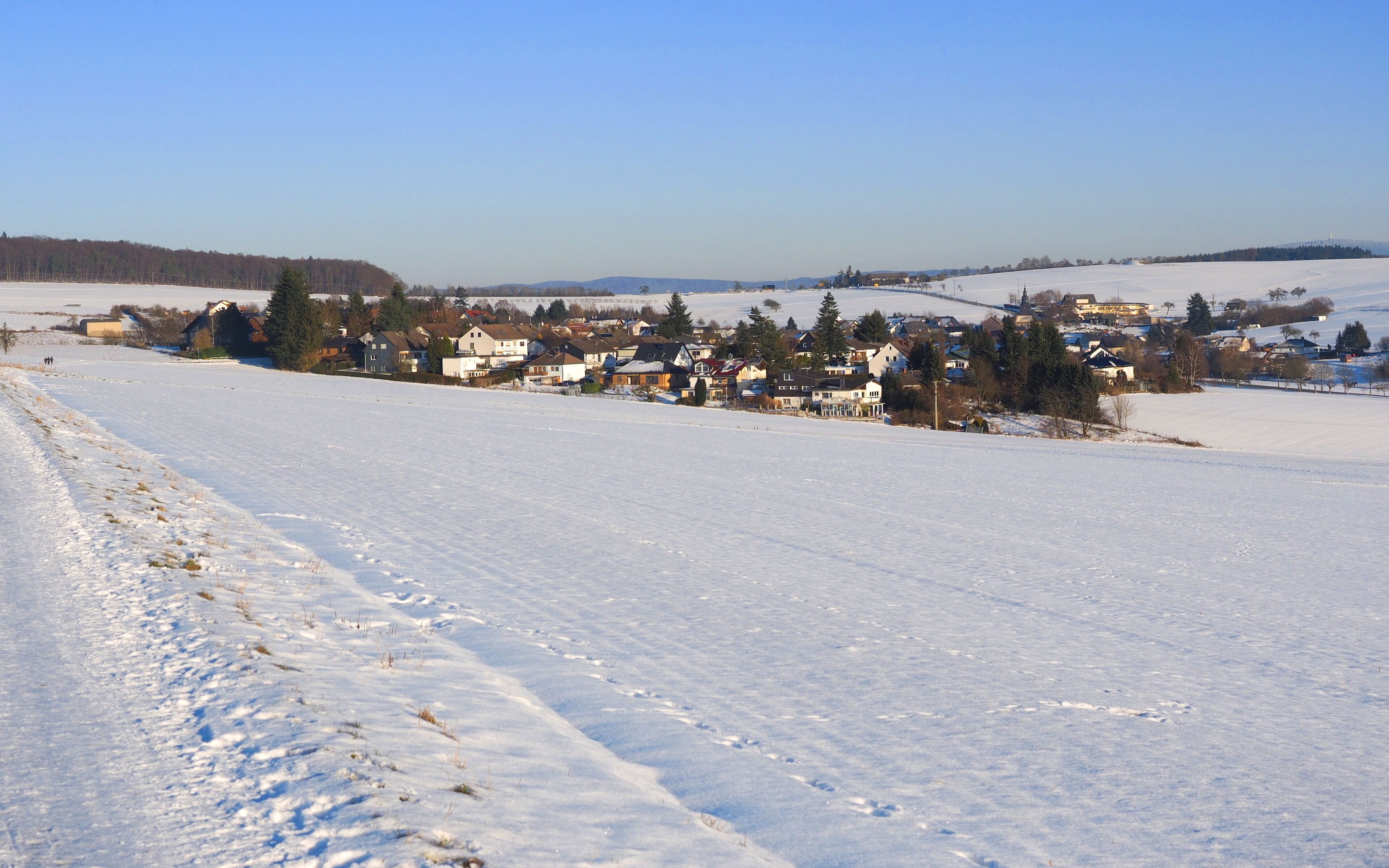 Limbach village, Lower Taunus, Germany, as seen from the west in winter