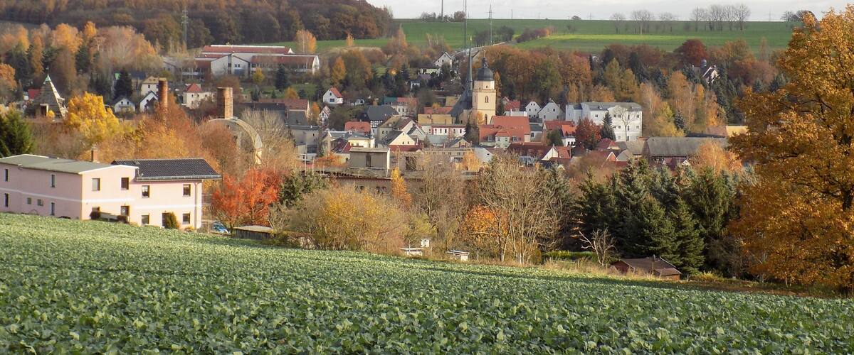 View of Gössnitz (Altenburger Land district, Thuringia) in autumn