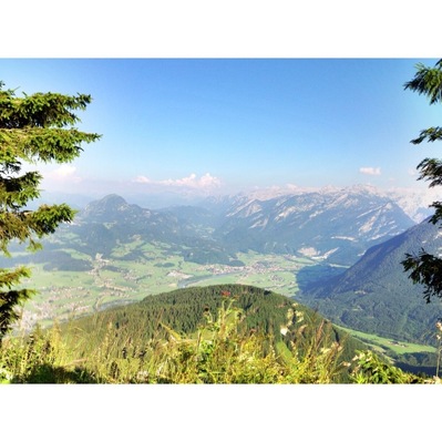 Rossfeldpanoramastrasse is a 15.4km long toll road through the Alps on the German Austrian border. The view from the top is breathtaking. This is looking into Austria.