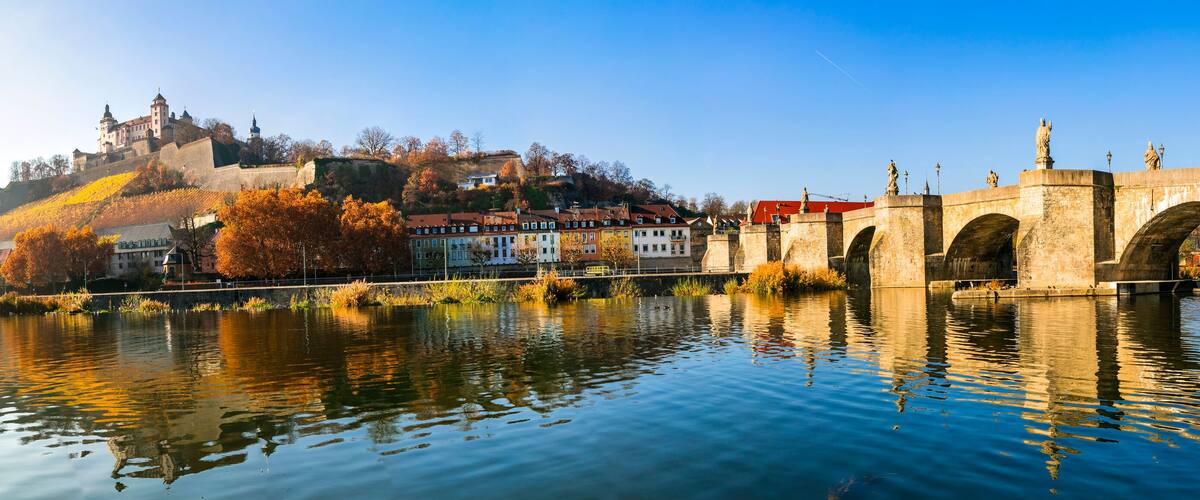 Scenic Wurzburg town - famous "Romantic road" tourist route in Bavaria, Germany