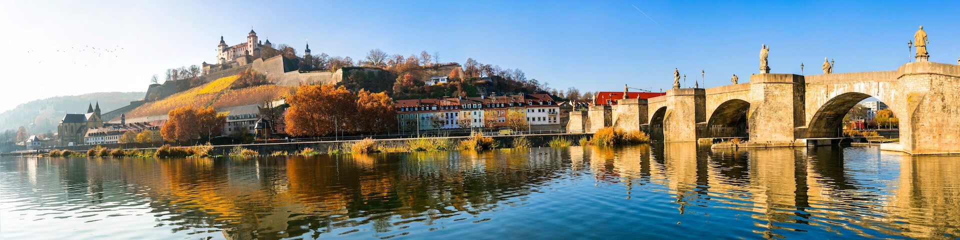 Scenic Wurzburg town - famous "Romantic road" tourist route in Bavaria, Germany
