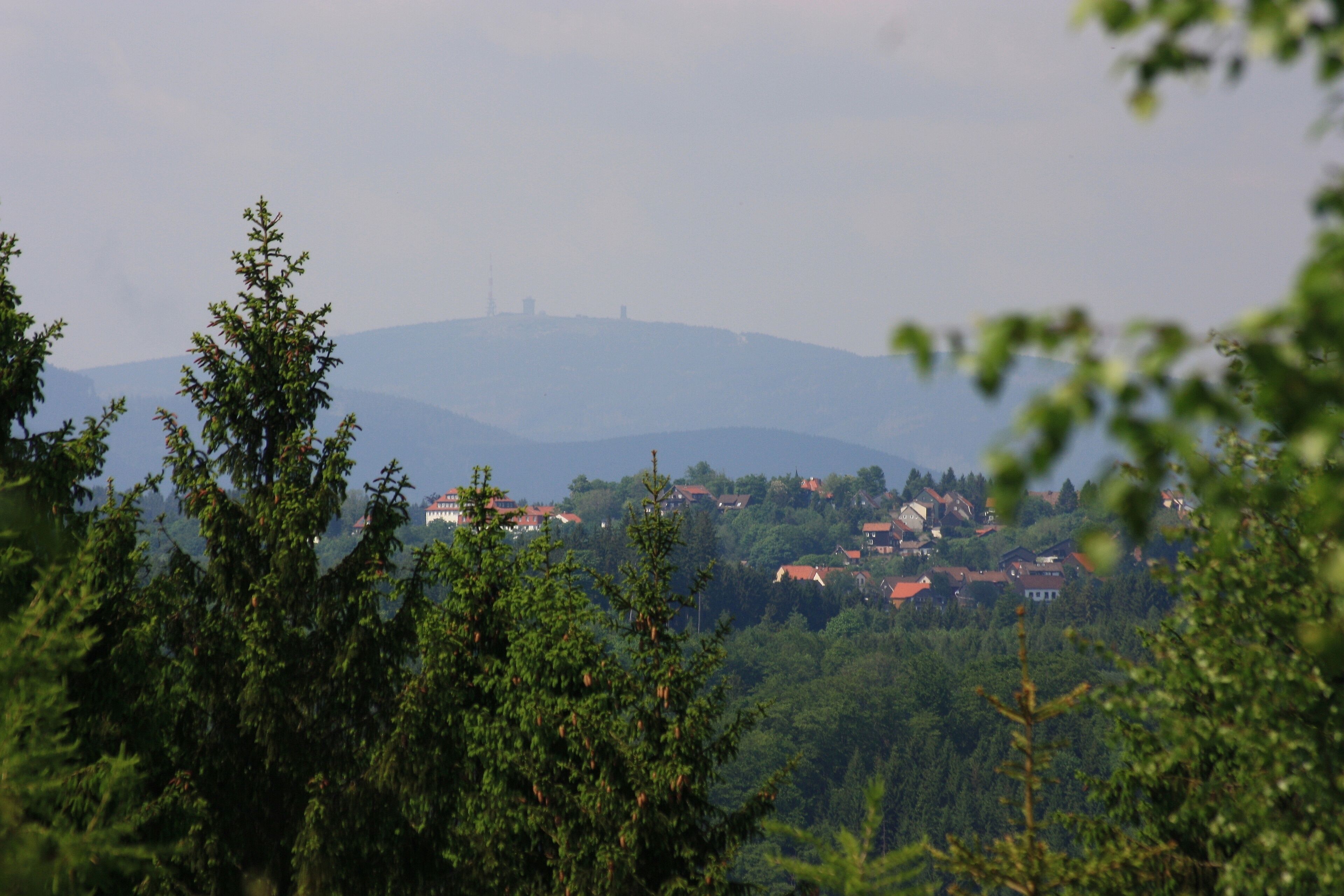 Süd Harz Wanderung um Sülzhayn - Auf dem Kammweg - Brockenblicik über Hohen Geiß
