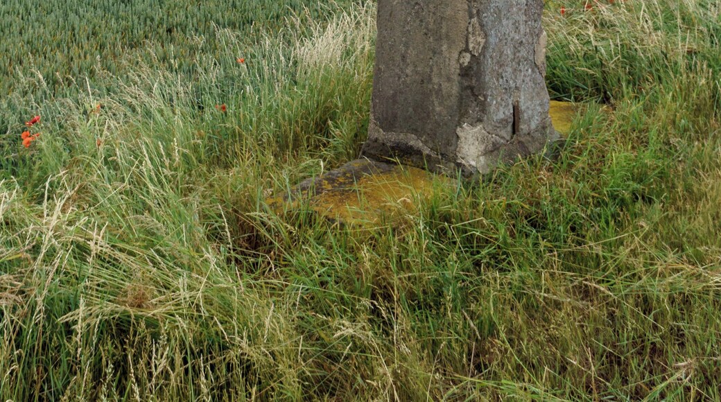 Preußischer Ganzmeilenobelisk an der L172 bei Obhausen (Altweidenbach) Inschrift: MERSEBURG 3 MEILEN, QUERFURTH ½ MEILE ; SCHAFSTÄDT 1 MEILE