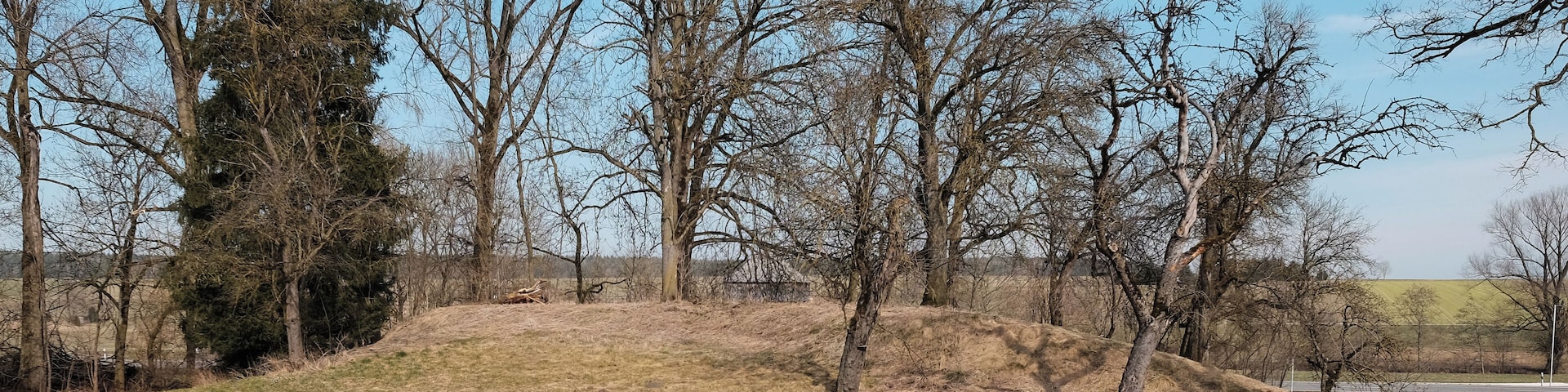 Demolished castle Schlößlesberg, Motte Bachritterburg, Kanzach, district Sigmaringen, Baden-Württemberg, Germany