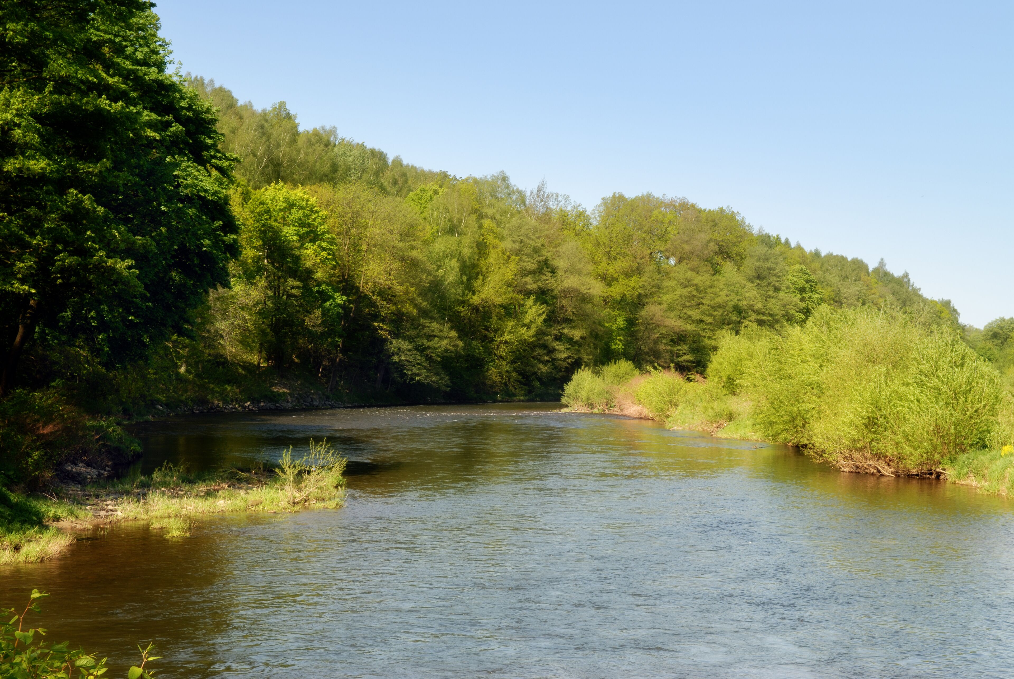 This image shows the confluence of the rivers Flöha and Zschopau in the town Flöha.