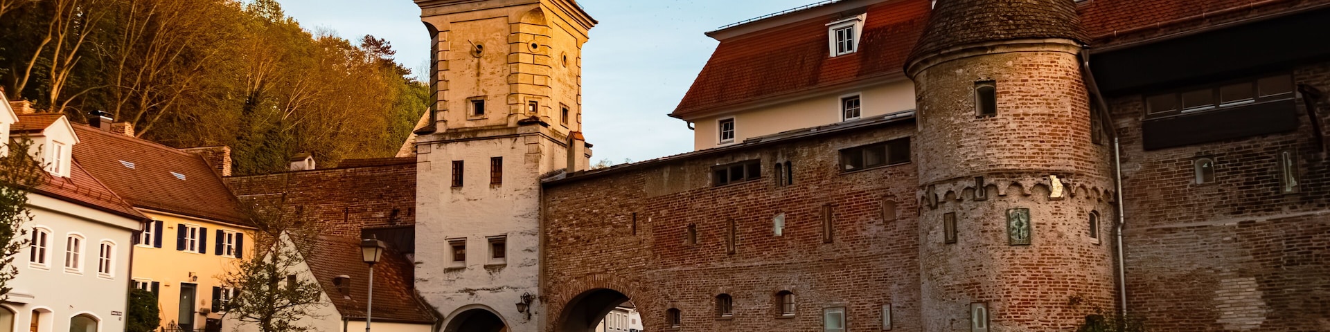 Old building on a sunny spring evening at Landsberg, Lech, Bavaria, Germany