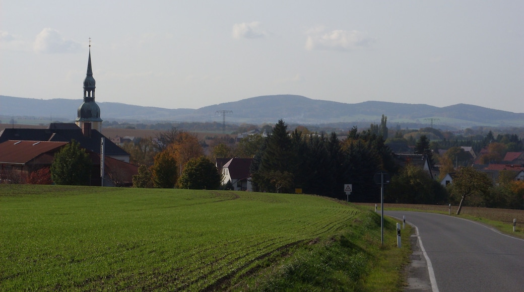 View on Crostwitz/Chrósćicy, Bautzen district, Upper Lusatia. The village is a centre of Sorbian language and culture.