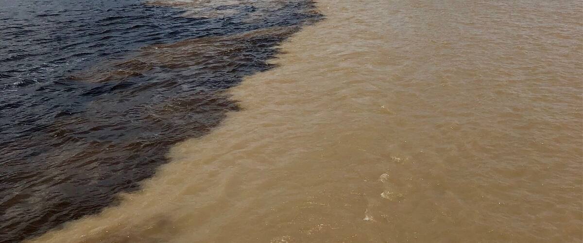 Located about 11 miles downriver from Manaus, Brazil this is the ‘Meeting of the Rivers’. It is where The Rio Negro which is dark from tannins and the Rio Solimoes which is cloudy from sediment converge creating the Amazon River.