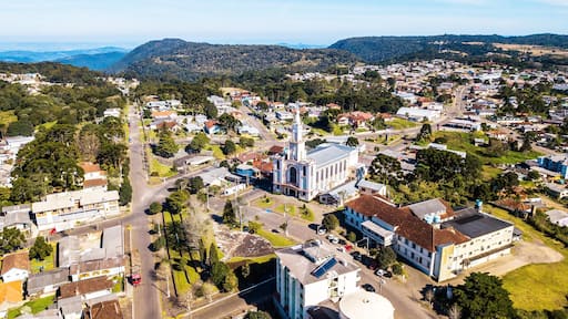 Igreja matriz de São Francisco de Paula - RS. Aerial view of the mother church of São Francisco de Paula city - Rio Grande do Sul – Brazil