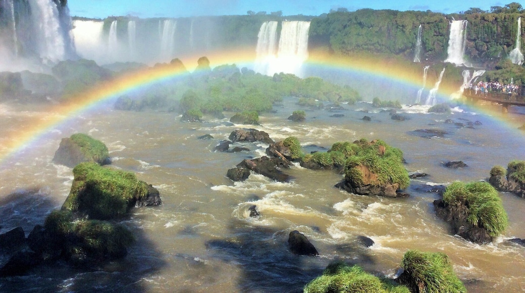 Beautiful rainobw on Iguazu Falls, from Brazil