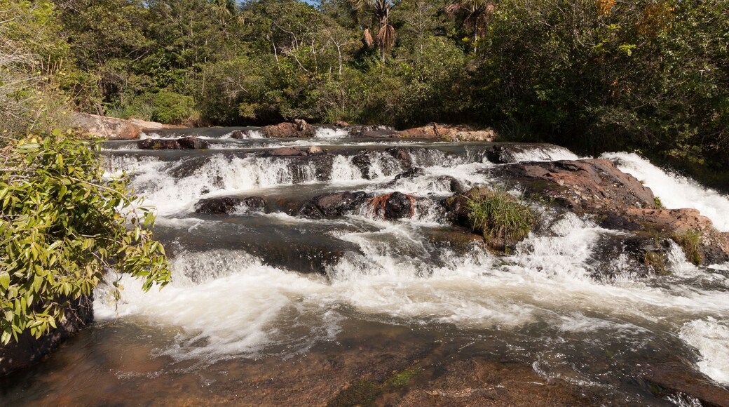 The waterfall known as Espanhol one of seven Beautiful cascading waterfalls at Indaia, near Planaltina, and Formosa, Goias, Brazil