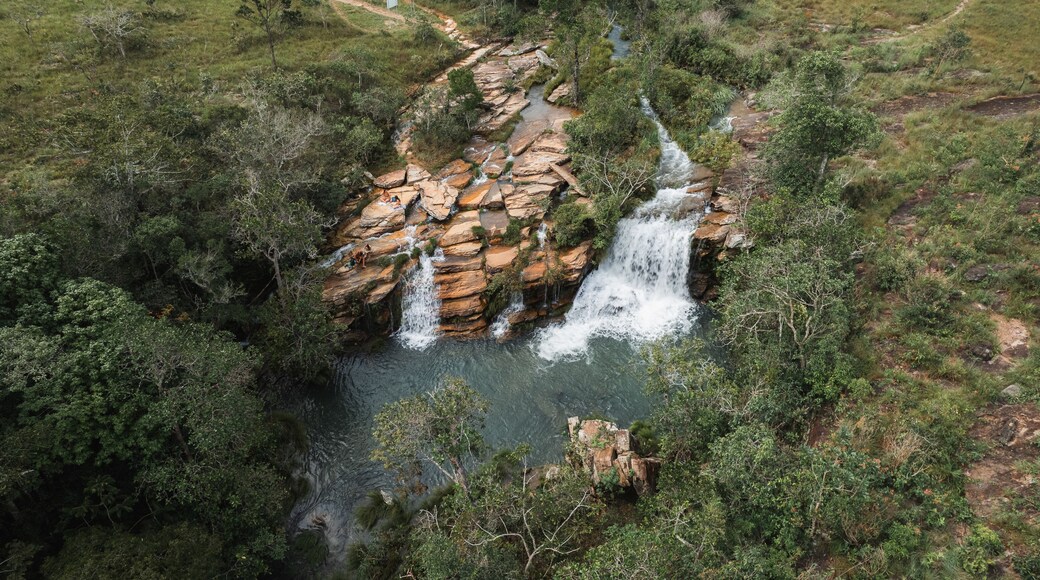 aerial view of the Bona Espera waterfall, Alto Paraíso, in Chapada dos Veadeiros, Goiás