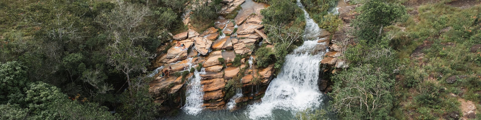 aerial view of the Bona Espera waterfall, Alto Paraíso, in Chapada dos Veadeiros, Goiás