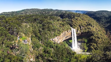 Panoramic aerial view of Caracol Waterfall - Canela, Rio Grande do Sul, Brazil