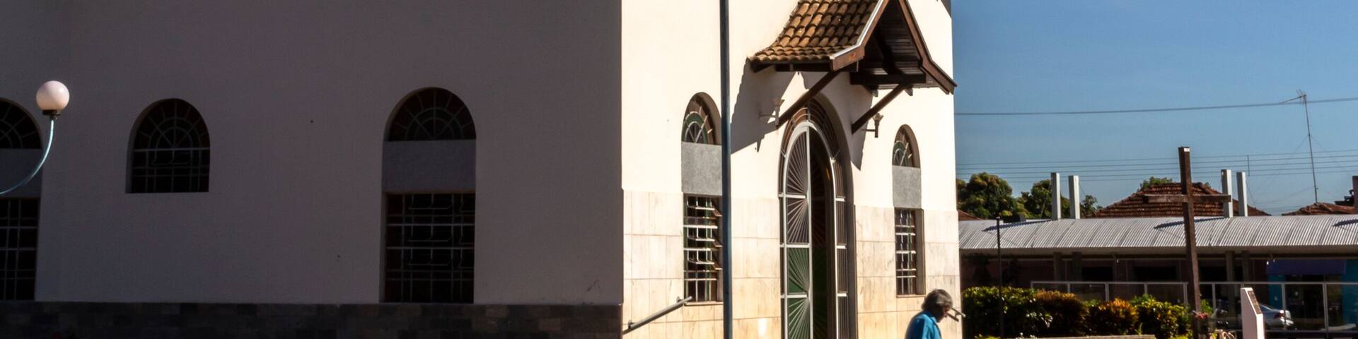Facade of the main church of Sao Sebastião in the city of Cardoso in the state of Sao Paulo