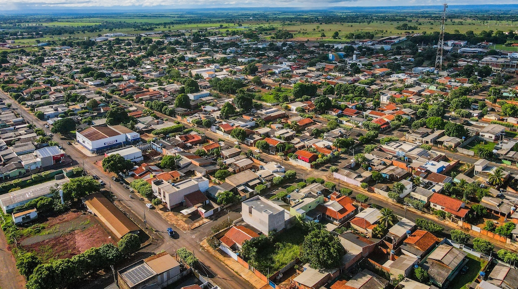 Aerial landscape during summer in city of Tangara da Serra in Mato Grosso