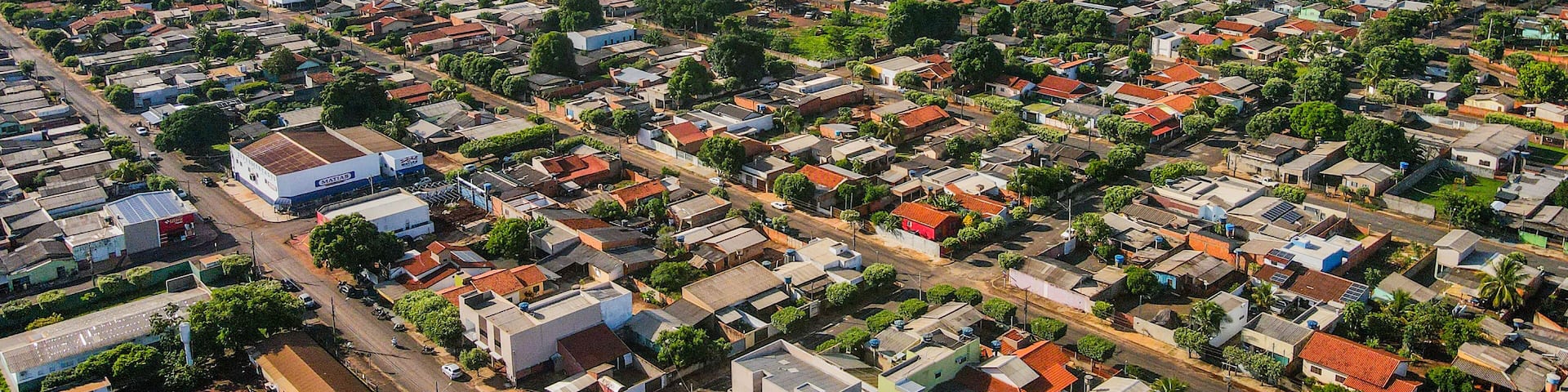 Aerial landscape during summer in city of Tangara da Serra in Mato Grosso