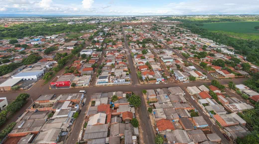 Aerial landscape during summer in city of Tangara da Serra in Mato Grosso