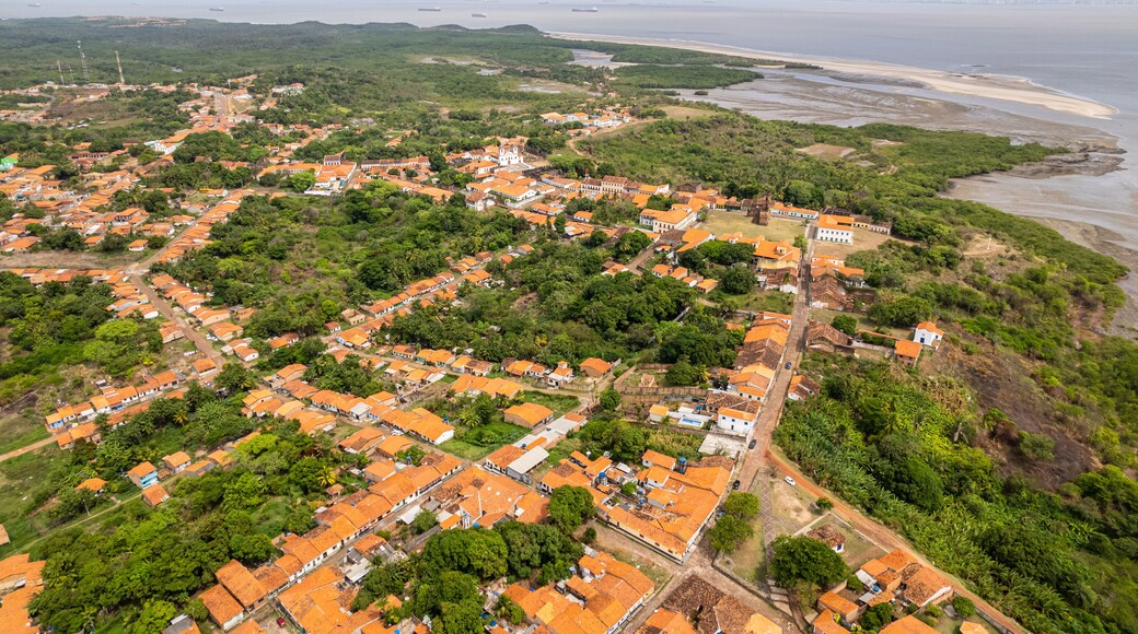 Aerial view of Alcântara, Maranhão, Brazil. Ruins in the historic city.