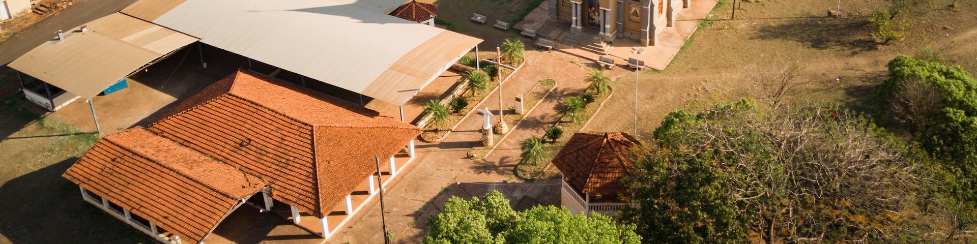 Aerial View of Ibitu District in Barretos, São Paulo, Brazil with São Sebastião Church in the Foreground